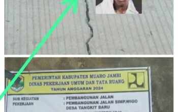 Diduga Tanpa Pengawasan DPUPR, Right Beton Lorong Wigo Kec Kumpeh Ulu Asal Jadi