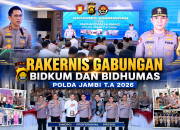Tingkatkan Profesionalisme, Polda Jambi Gelar Rakernis Gabungan Bidkum dan Bidhumas TA 2026